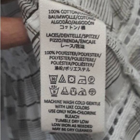 Free People Time Out Lace Tunic Ivory Eyelet V-Neck 3/4 Sleeves Medium - Picture 10 of 12